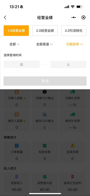 现状-O2O 经营业绩-筛选日期